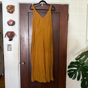 Ali Golden Raw Silk Low Back Jumpsuit